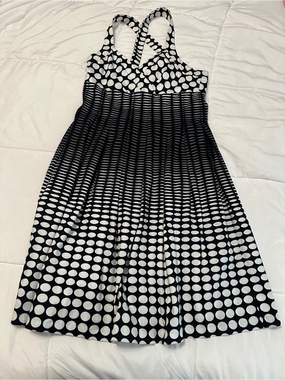 Marvin Richards Black & White Polka Dot Racerback Midi Dress
